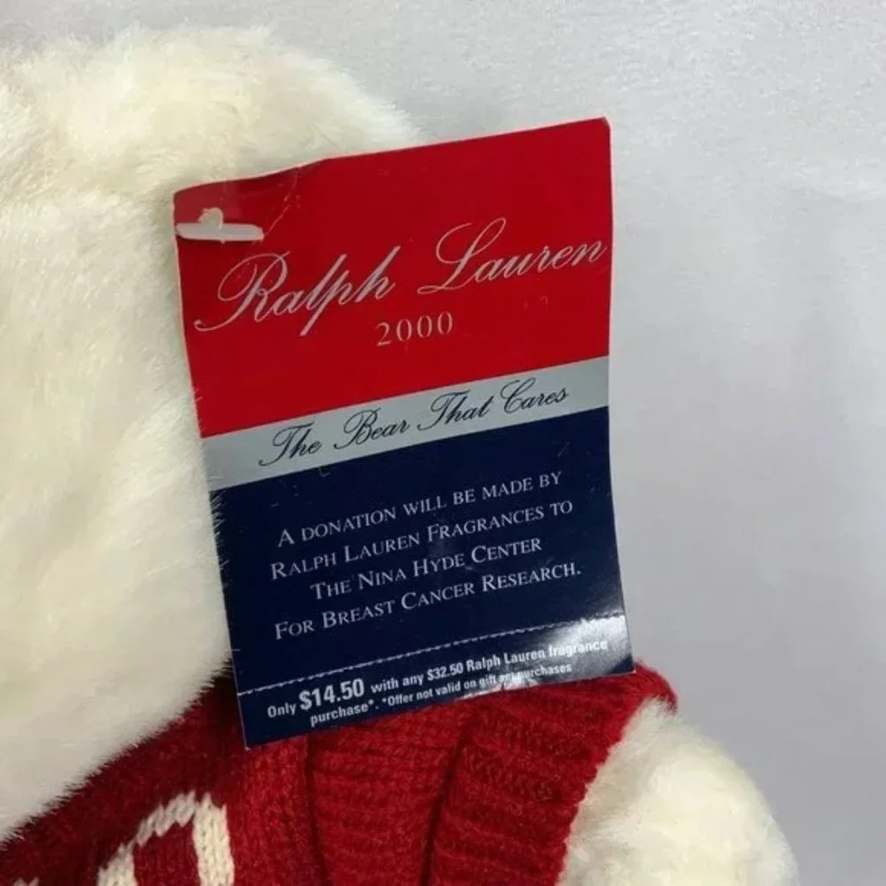 Ralph Lauren Polo White‎ Teddy Bear Plush Red Sweater 1999 2000 NIP Jointed - Picture 11 of 13